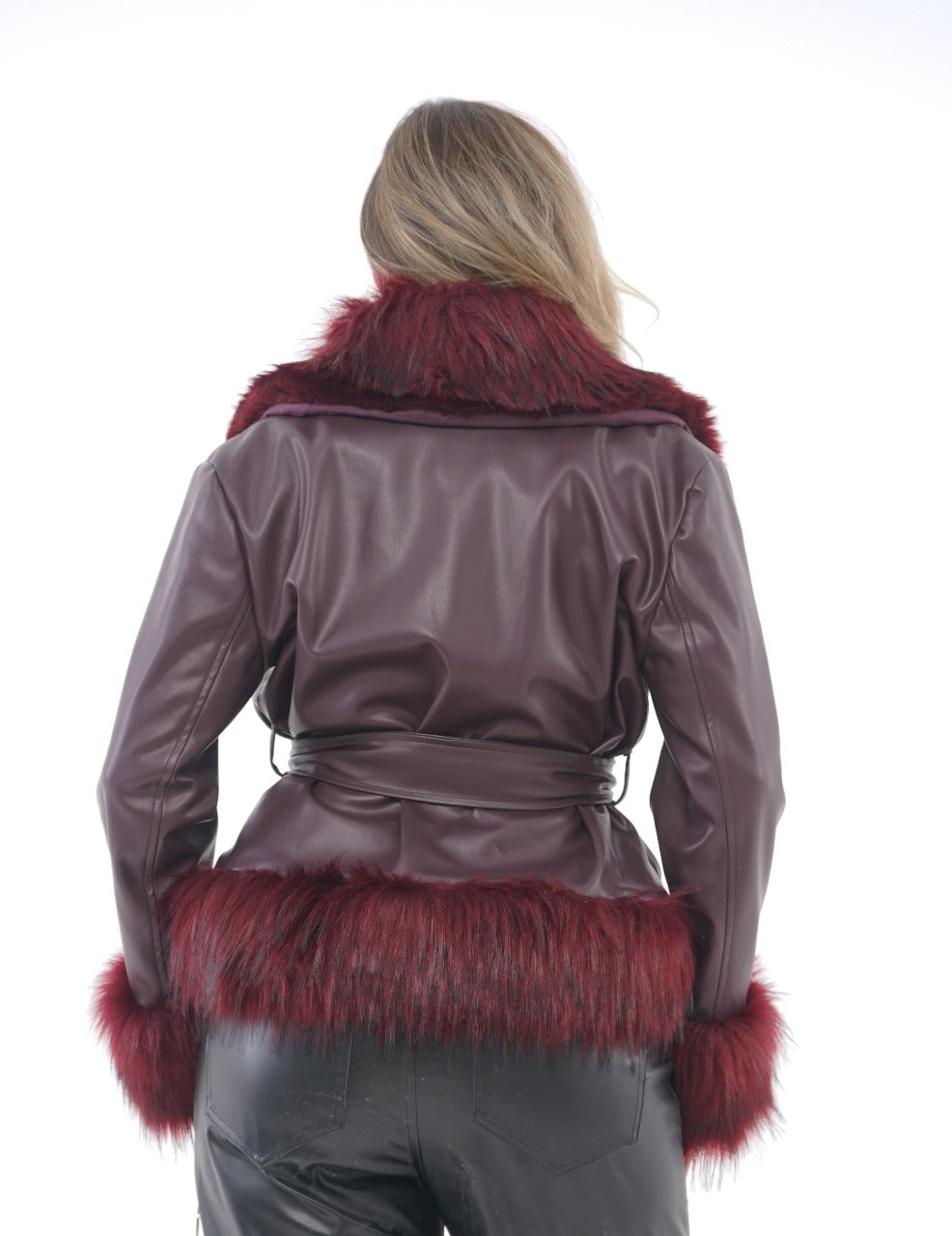 FUR TRIM LEATHER JACKET