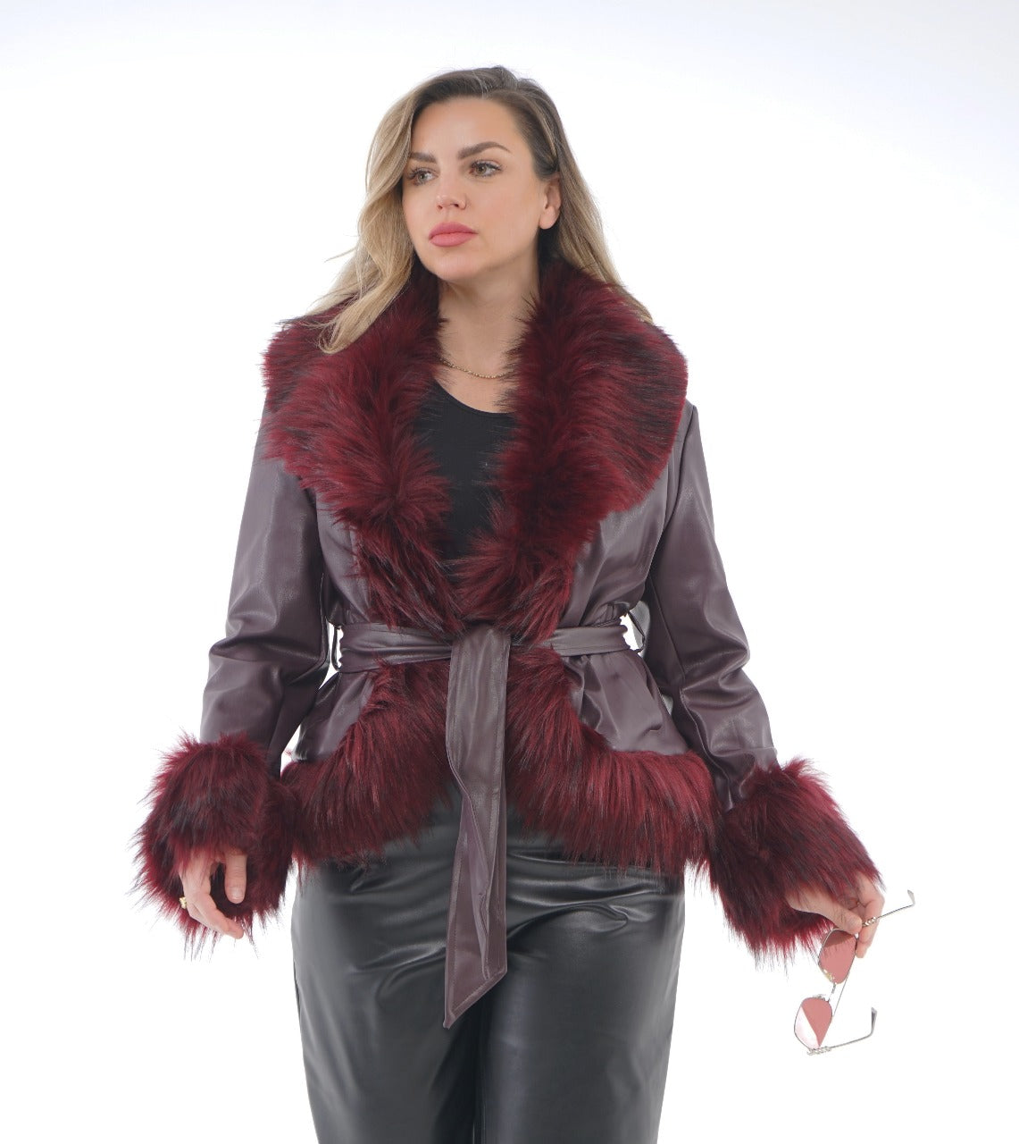 FUR TRIM LEATHER JACKET