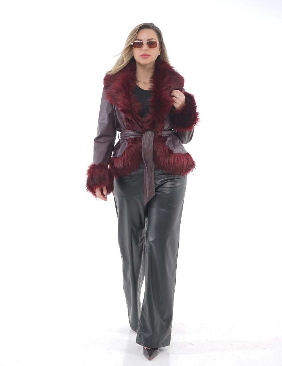 FUR TRIM LEATHER JACKET