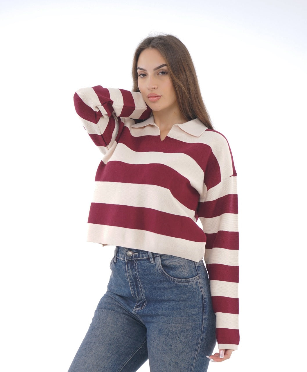STRIPED KNIT BLOUSE