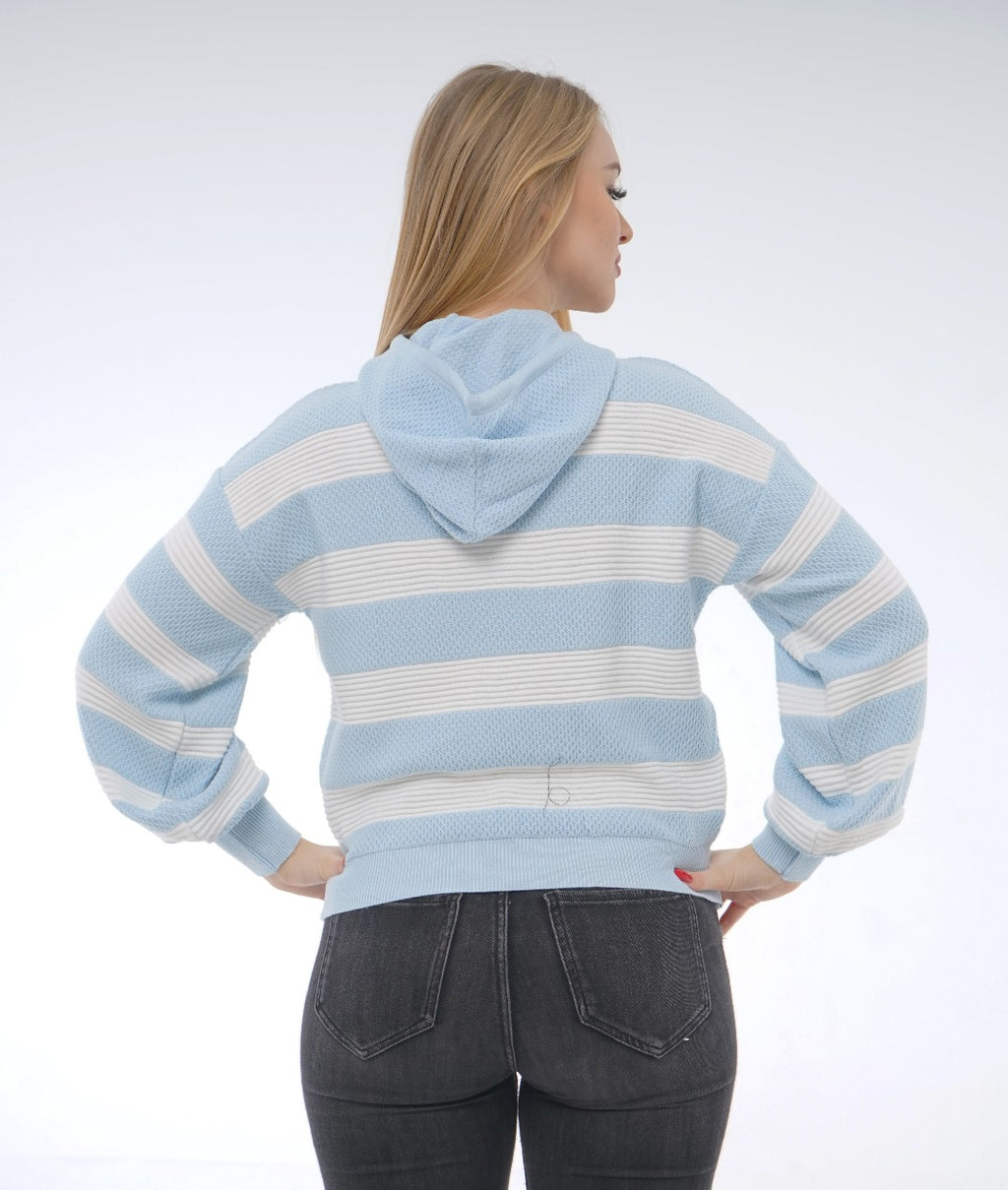 STRIPED KNIT HOODIE