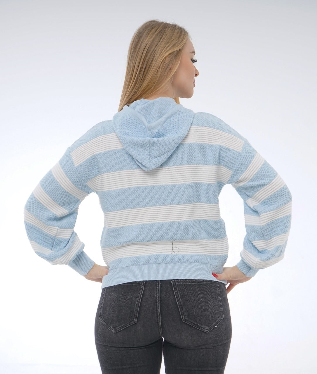STRIPED KNIT HOODIE