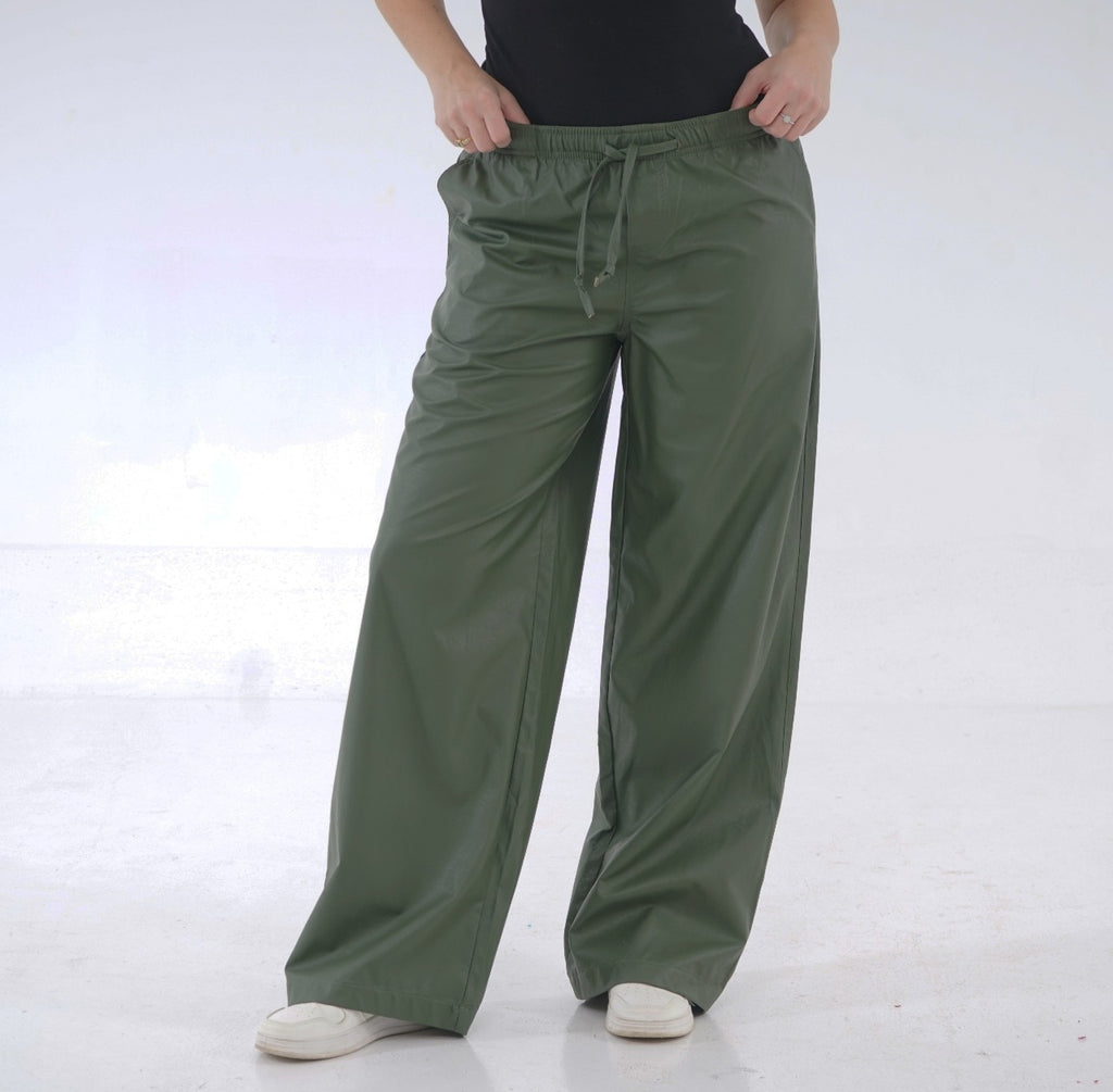 LEATHER WIDE-LEG TROUSER