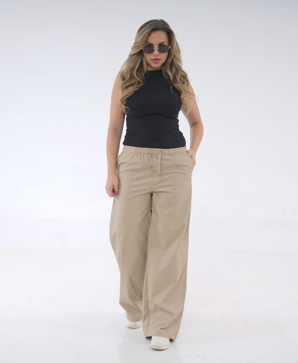 LEATHER WIDE-LEG TROUSER