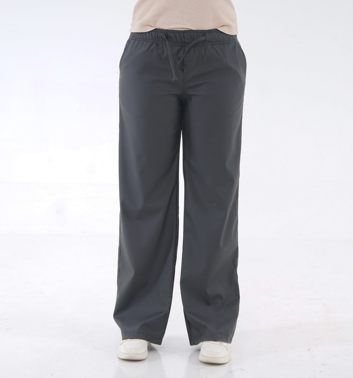 LEATHER WIDE-LEG TROUSER