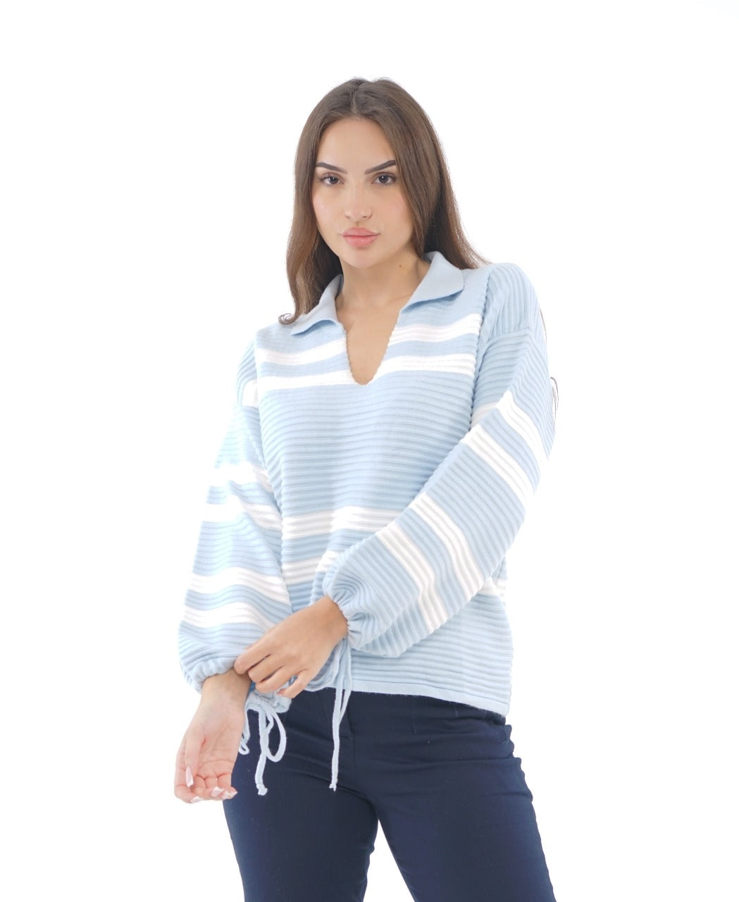 CASUAL STRIPED KNIT BLOUSE