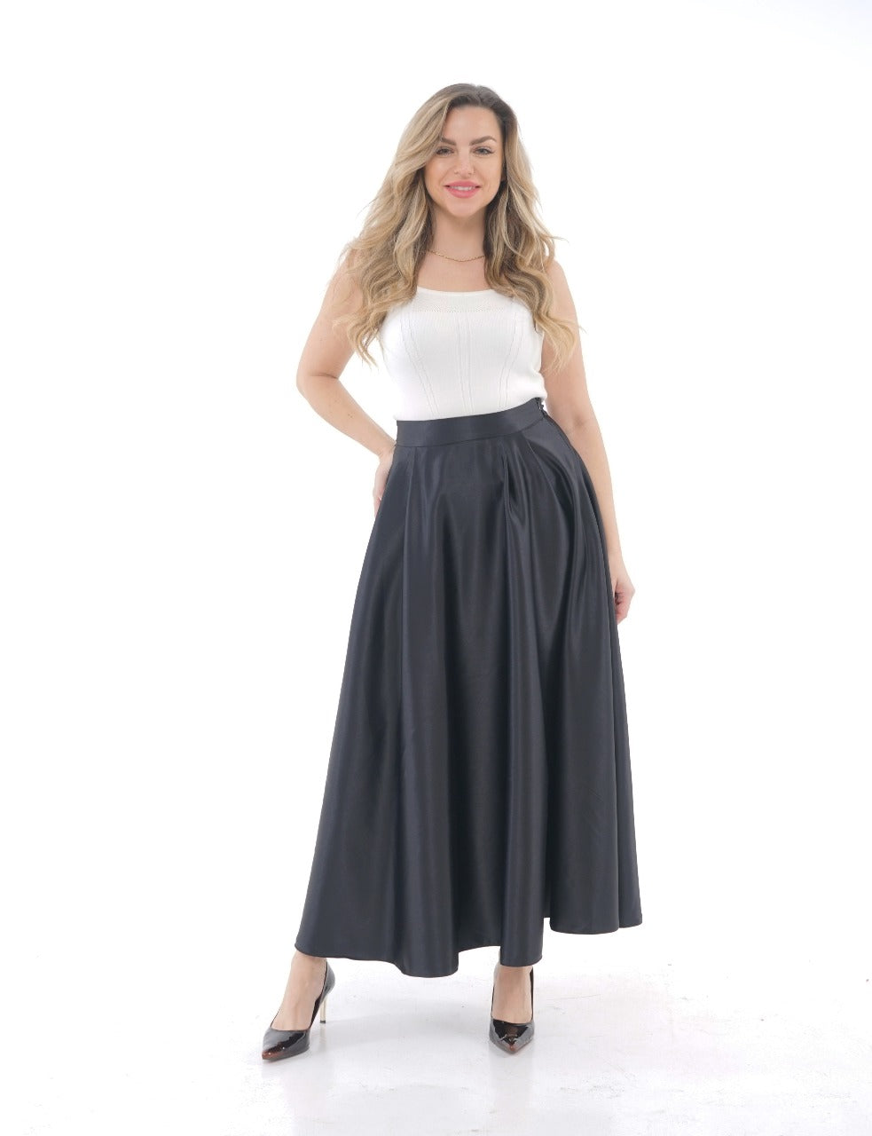 SATIN FLARE SKIRT