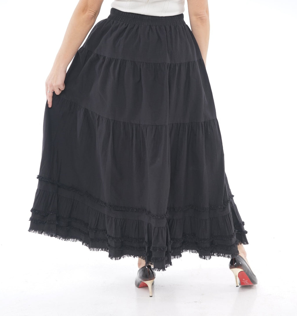 TIERED ELASTIC MIDI SKIRT