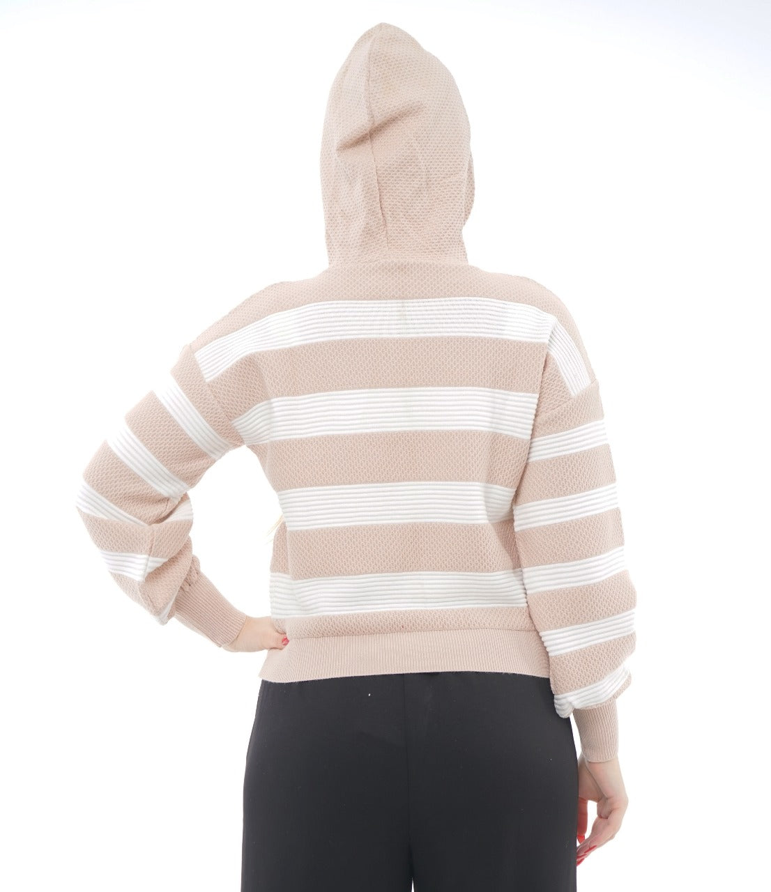 STRIPED KNIT HOODIE