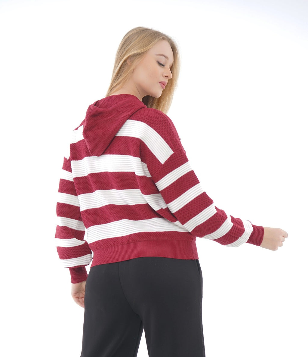 STRIPED KNIT HOODIE