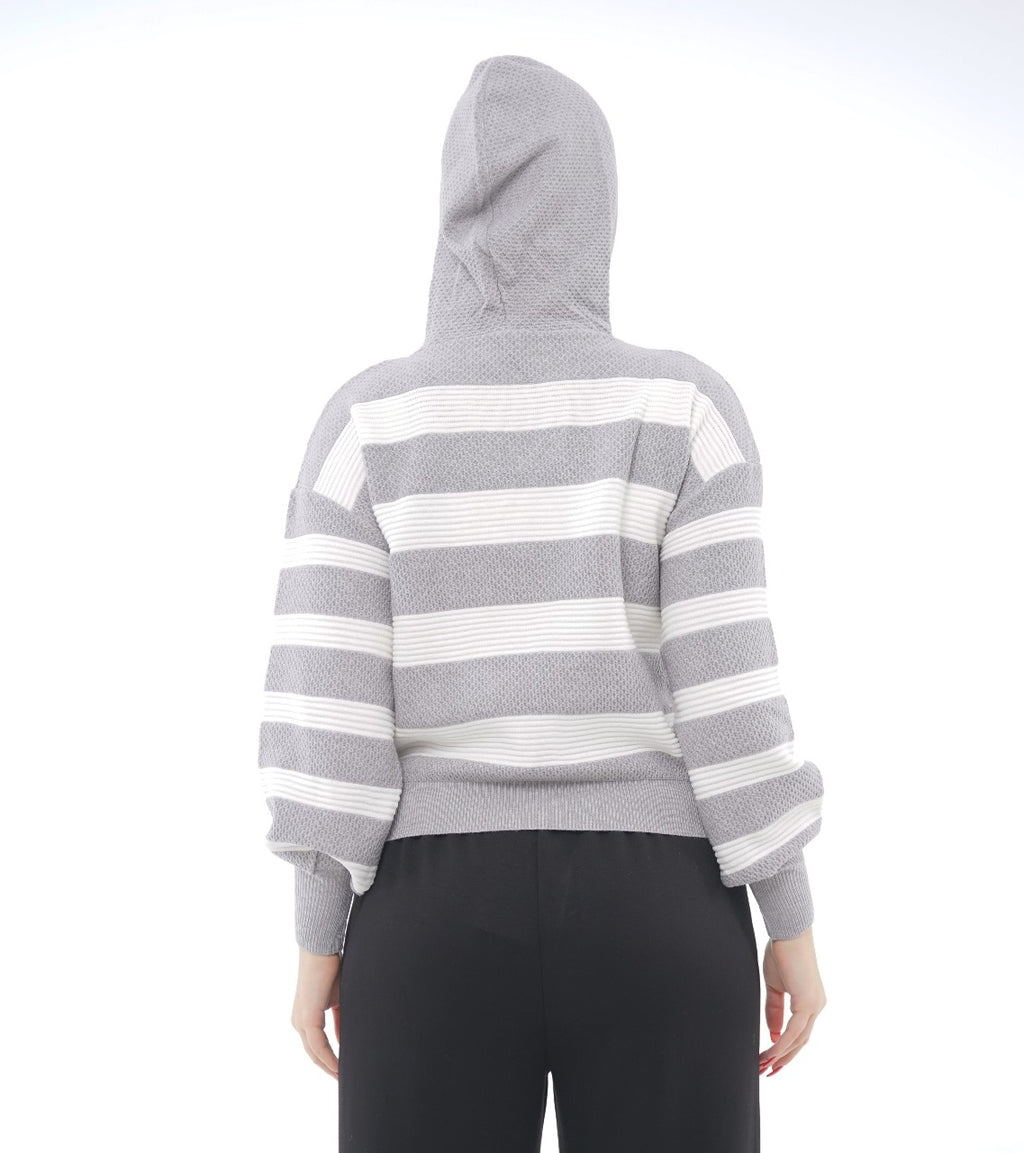 STRIPED KNIT HOODIE