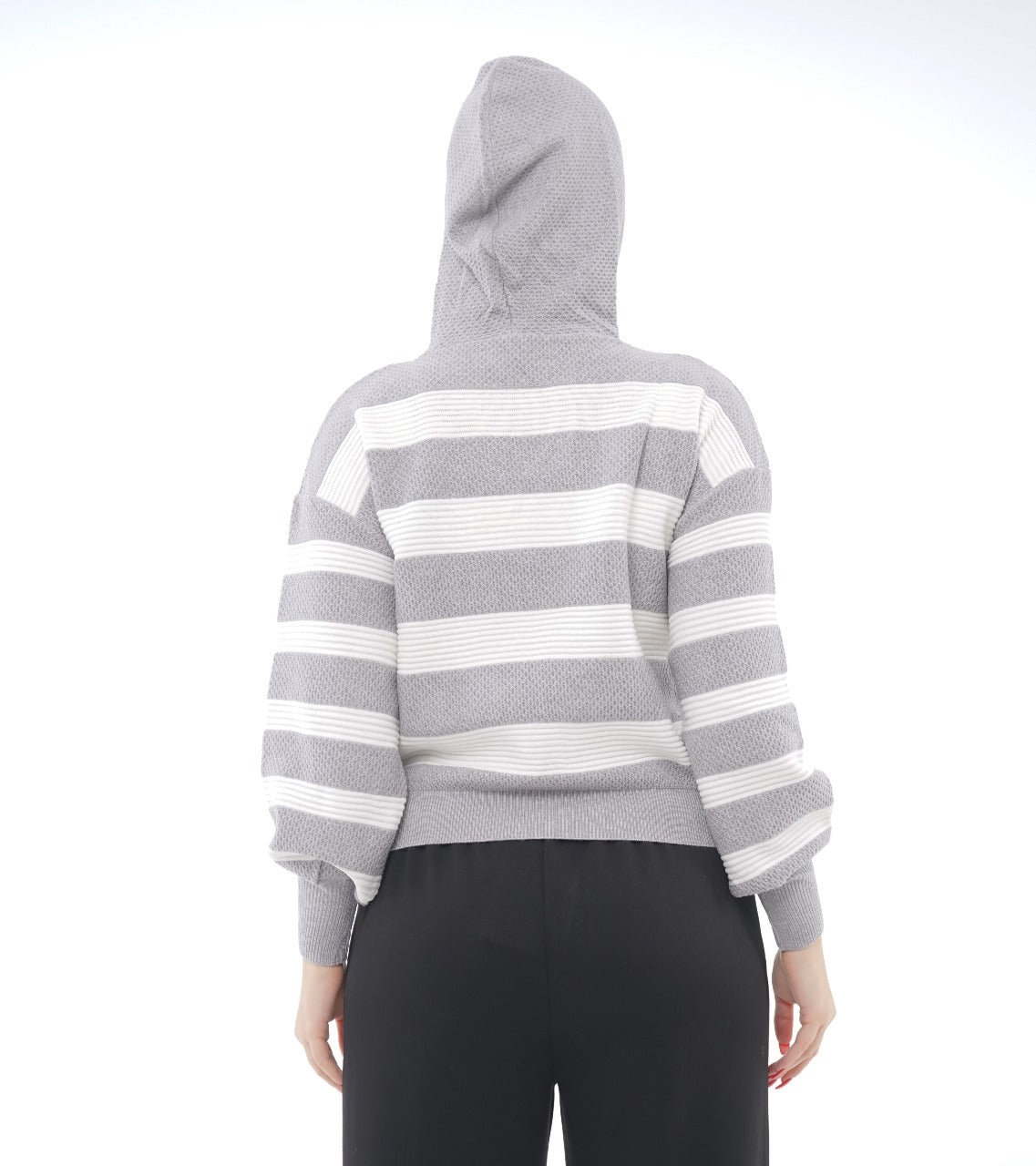 STRIPED KNIT HOODIE