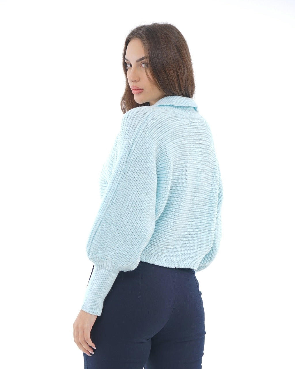 POLO V-NECK KNIT BLOUSE