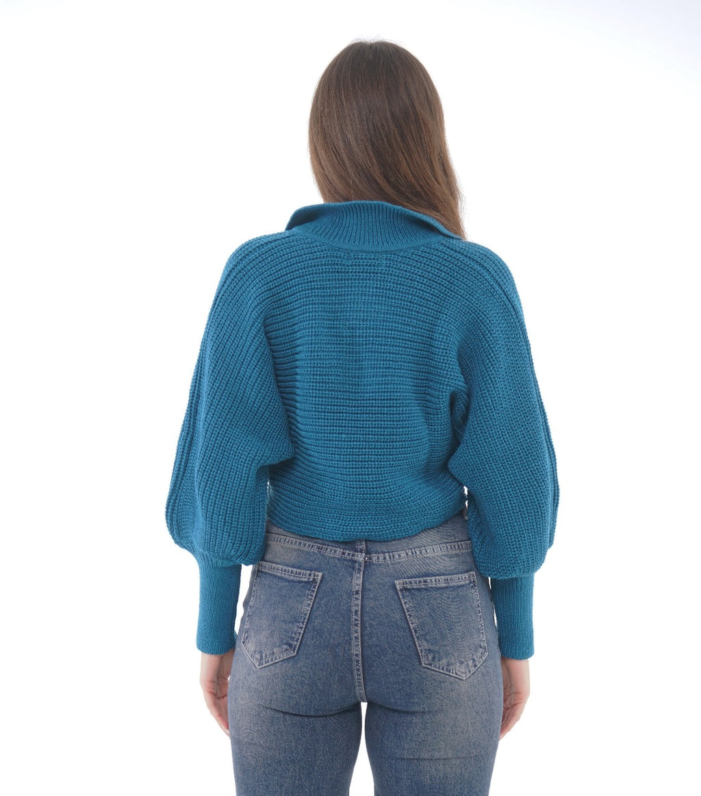 POLO V-NECK KNIT BLOUSE