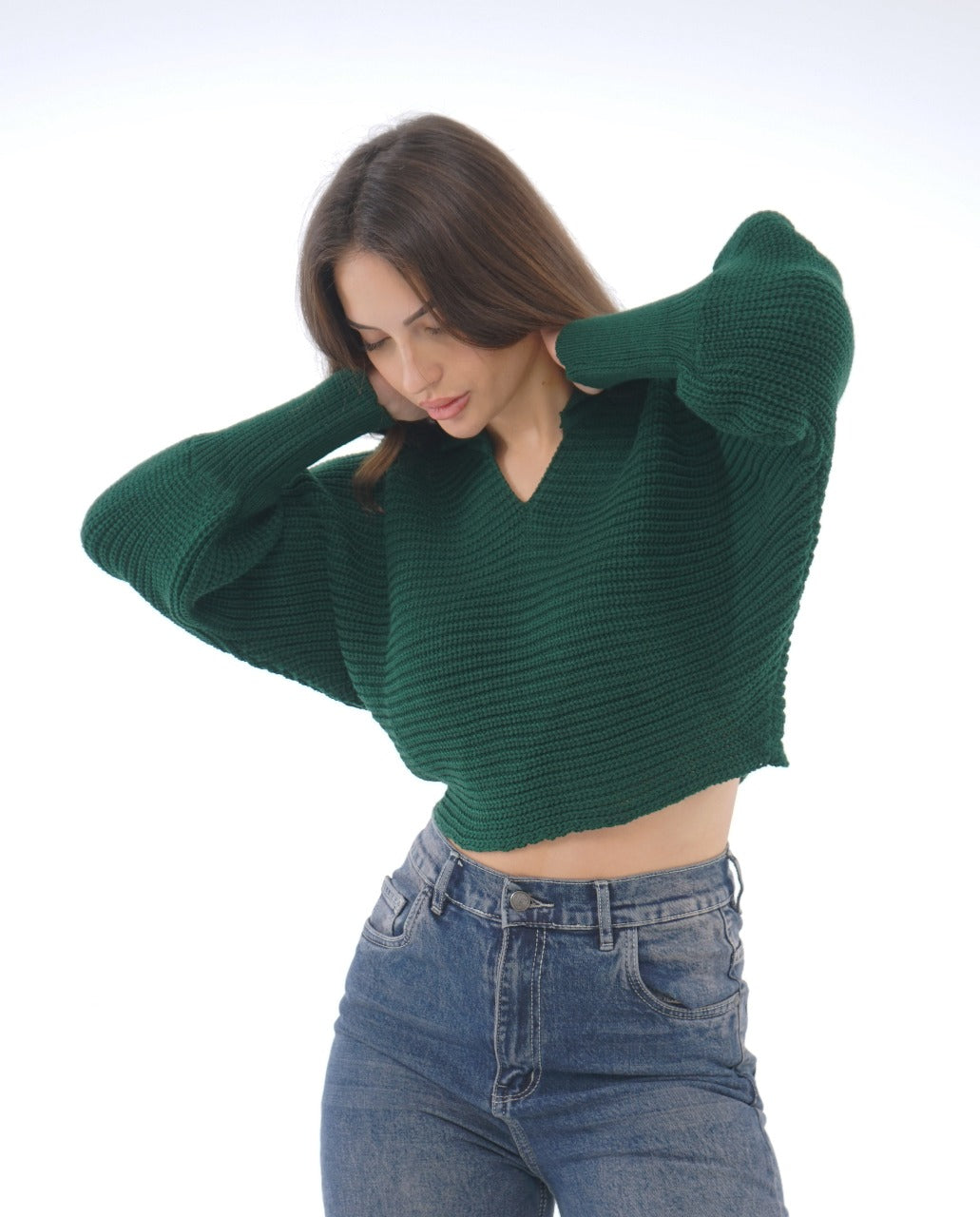 POLO V-NECK KNIT BLOUSE