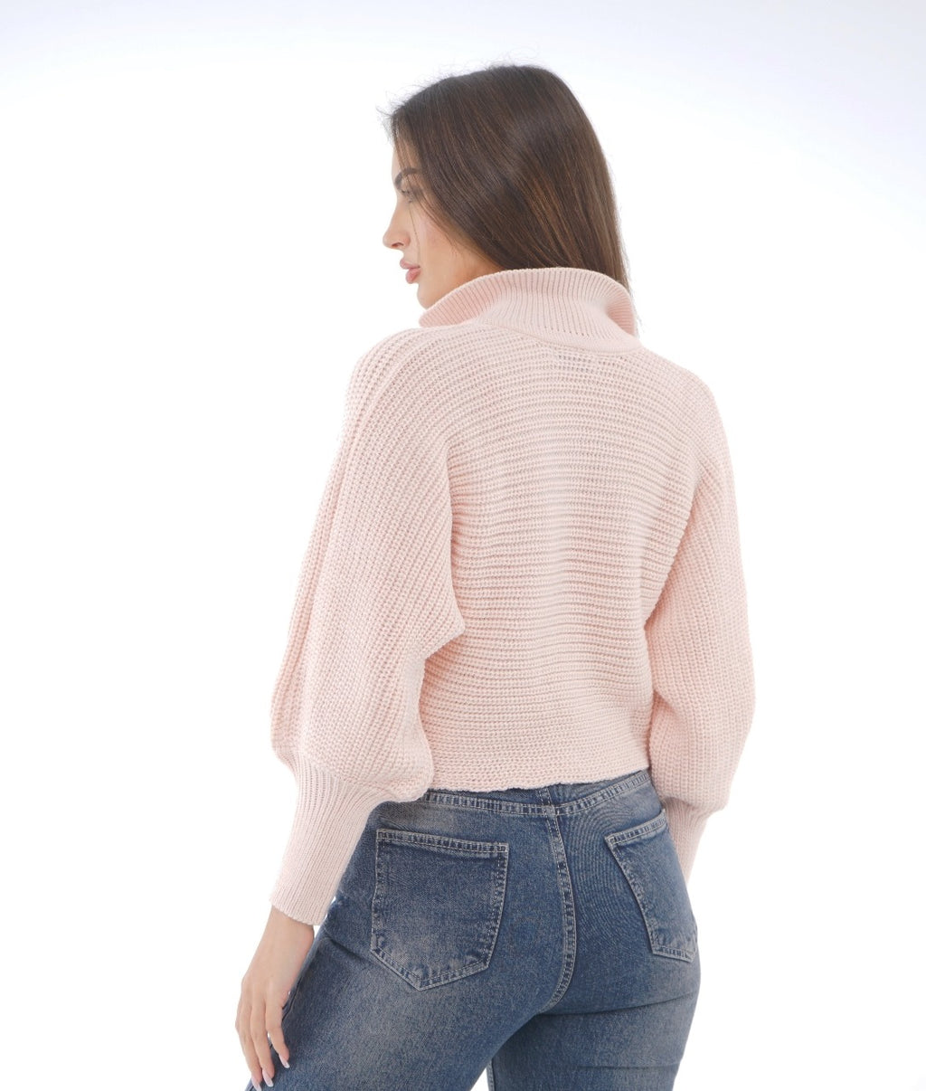 POLO V-NECK KNIT BLOUSE