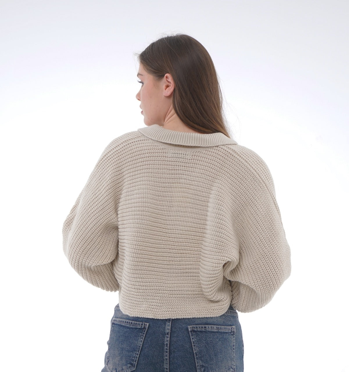 POLO V-NECK KNIT BLOUSE