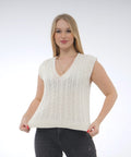 SLEEVELESS CABLE KNIT TOP