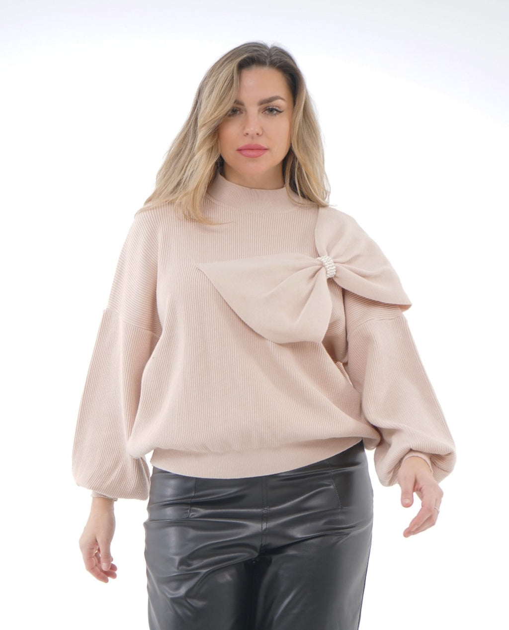 FRONT BOW KNIT BLOUSE