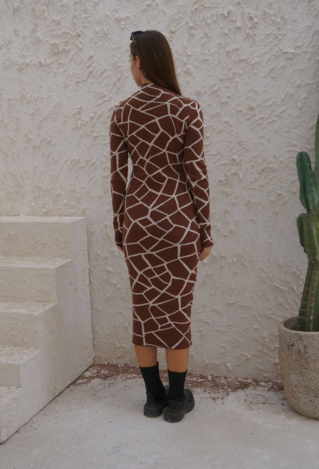 Geometric knit dress