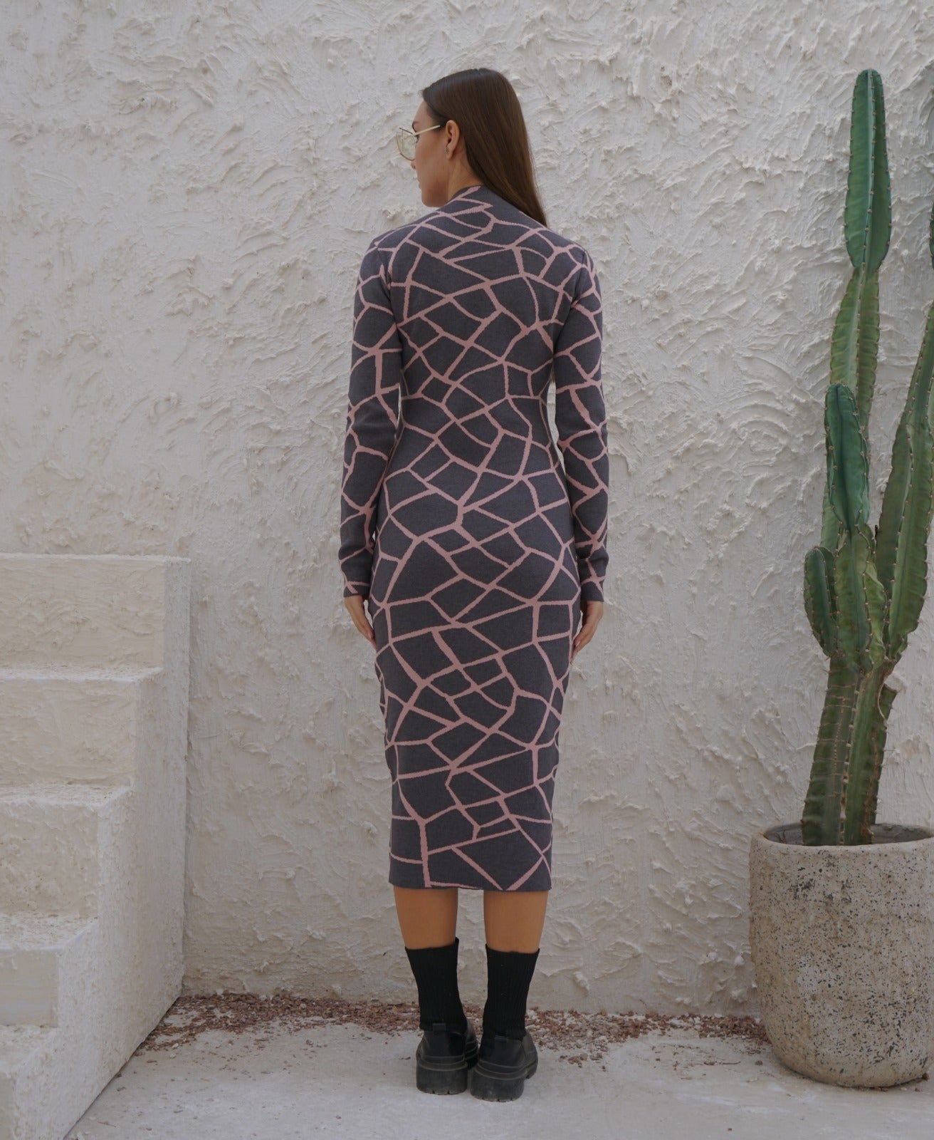 Geometric knit dress