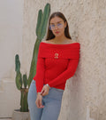 Off-shoulder knit top