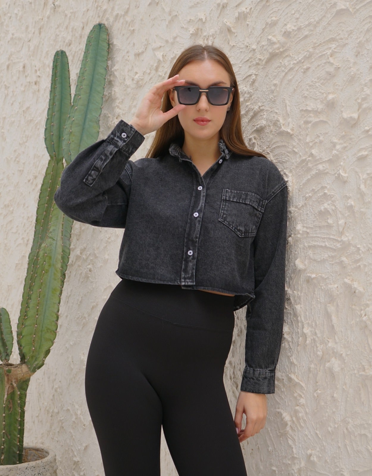 CROPPED GABARDINE CHEMISE