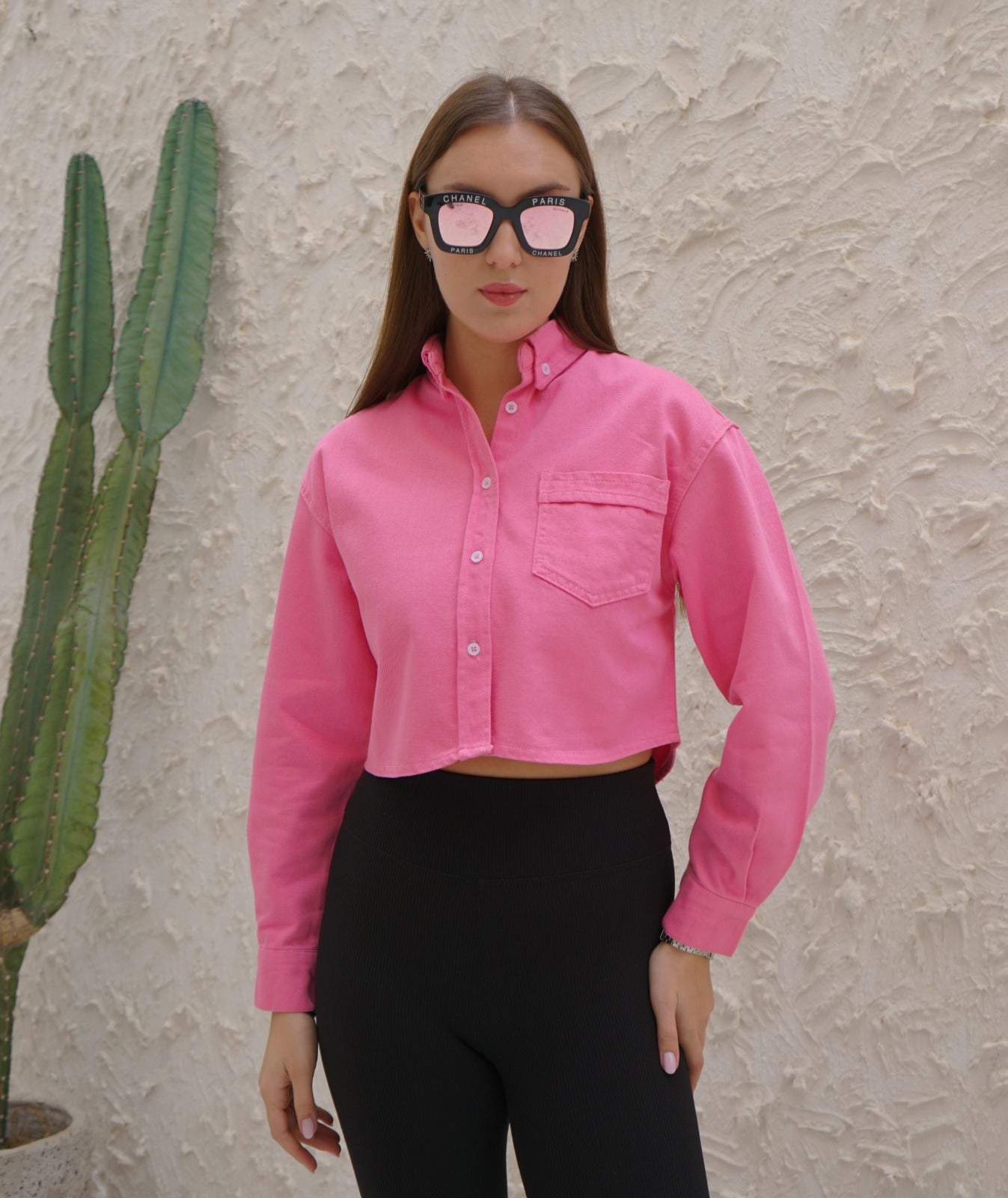 CROPPED GABARDINE CHEMISE