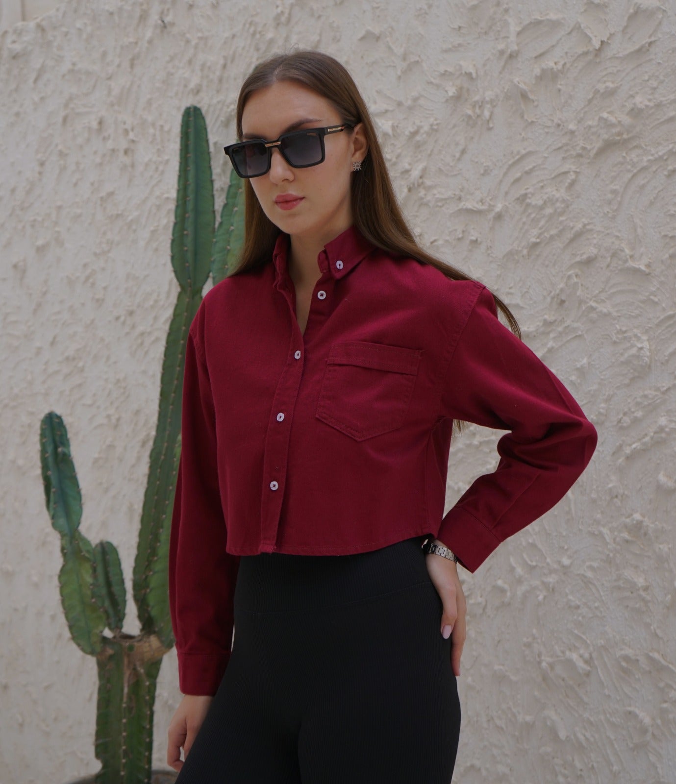 CROPPED GABARDINE CHEMISE