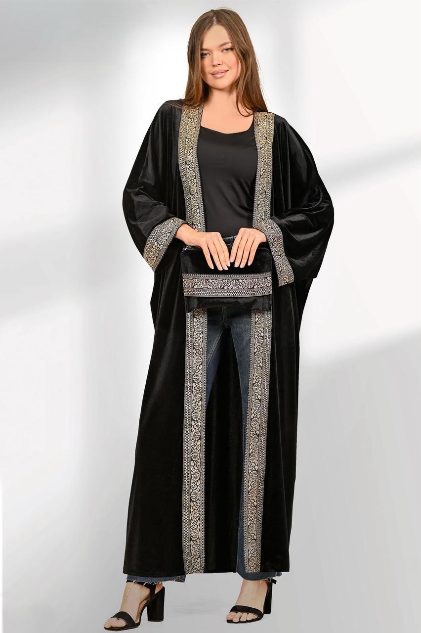 VELVET EMBROIDERED CARDIGAN