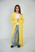 Yellow Mesh Maxi Cardigan