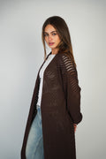 Brown Mesh Maxi Cardigan