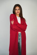 Red Mesh Maxi Cardigan
