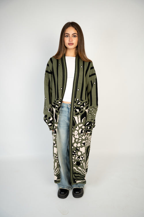 Signature Wild Cardigan – Olive Noir