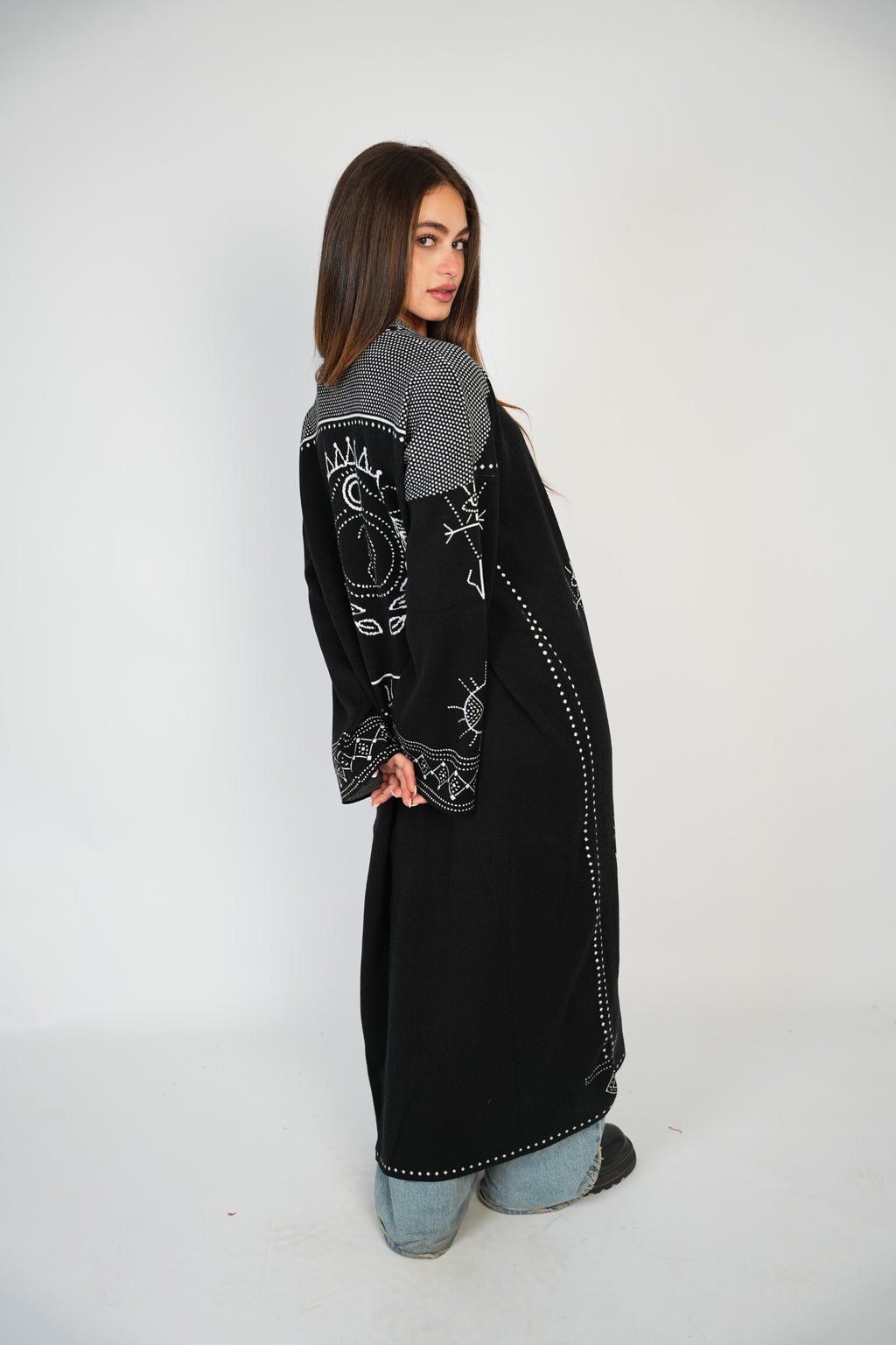 Long Pattern Cardigan – Black