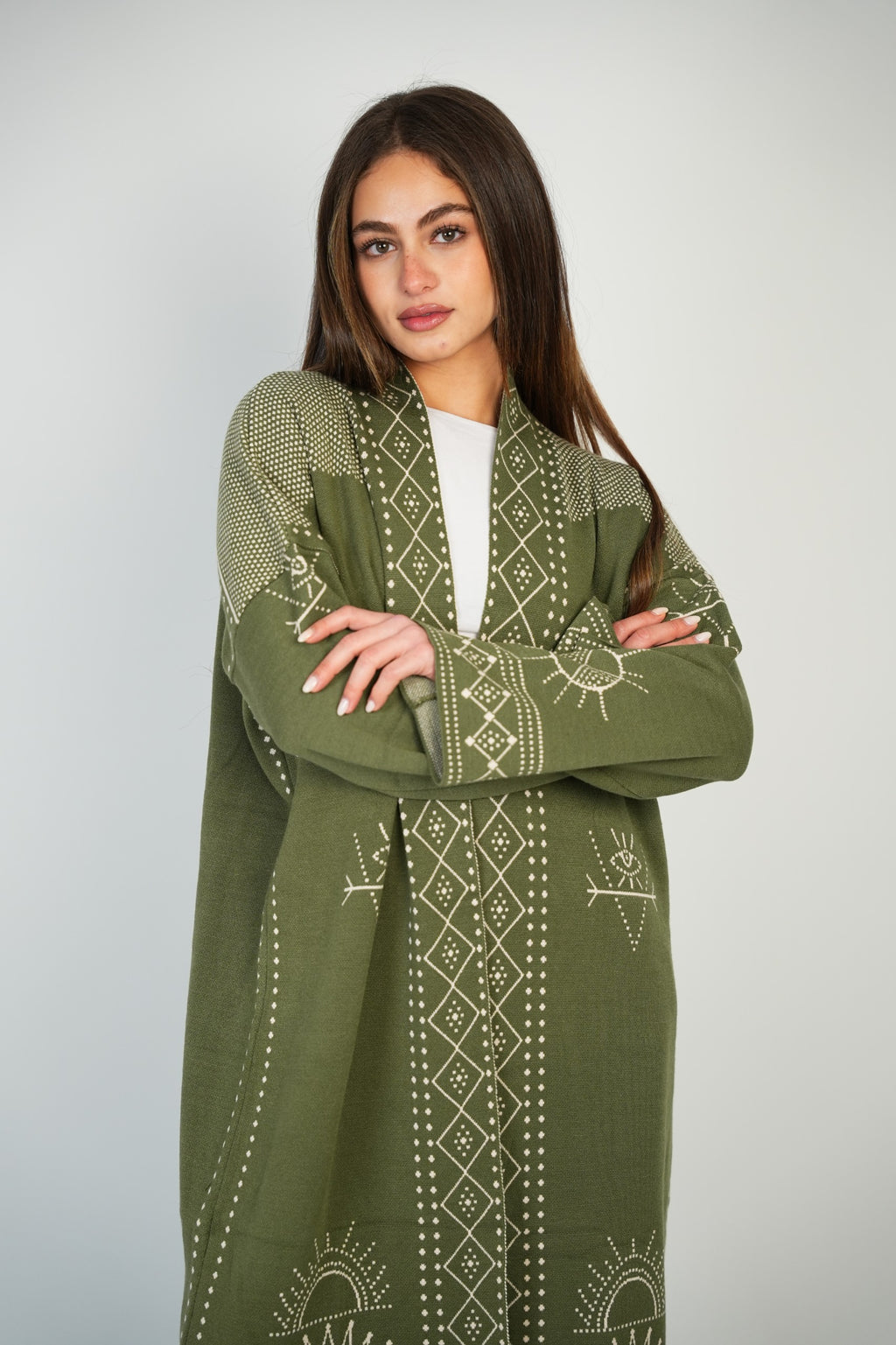 Long Pattern Cardigan – Olive