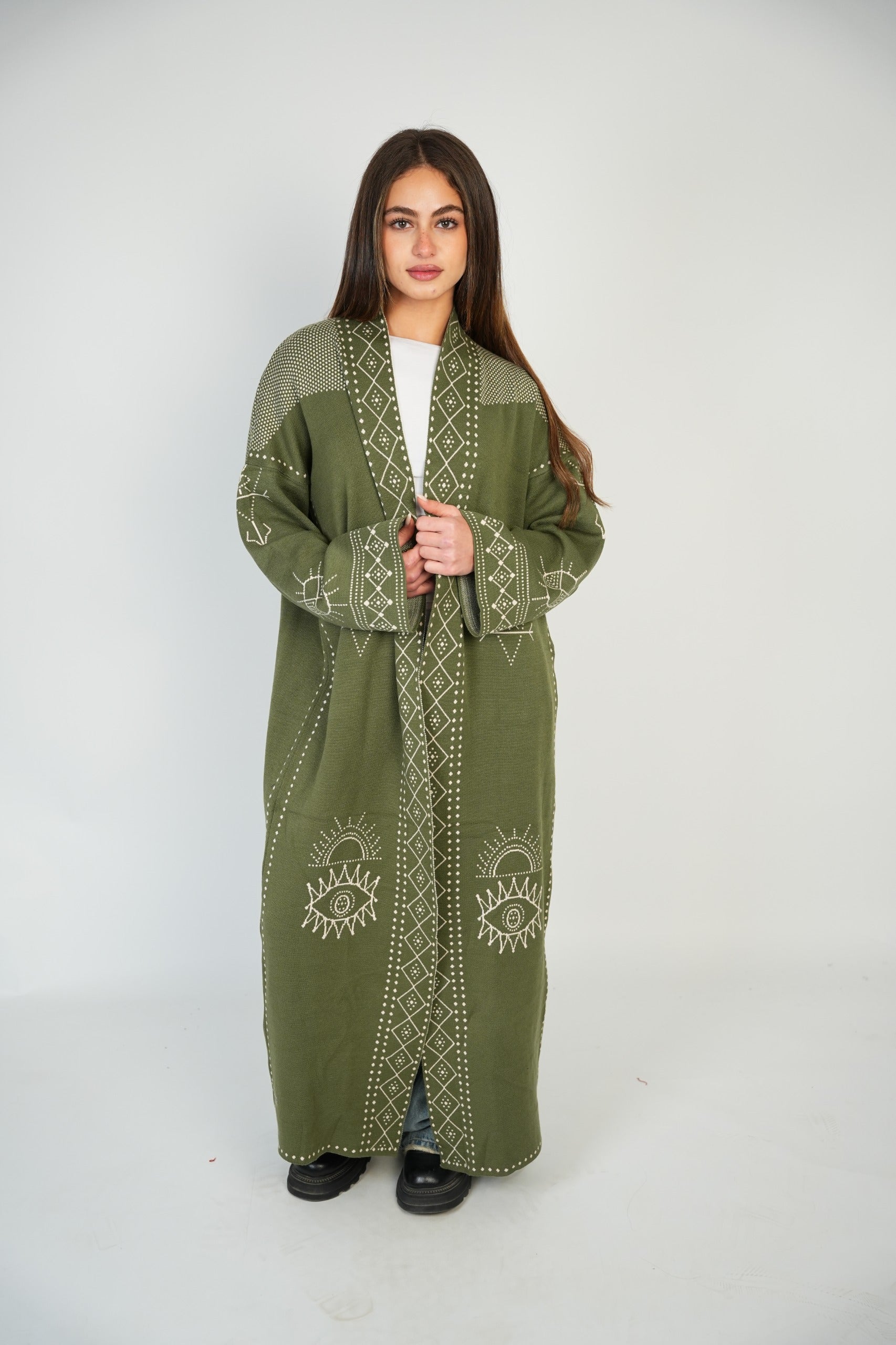 Long Pattern Cardigan – Olive