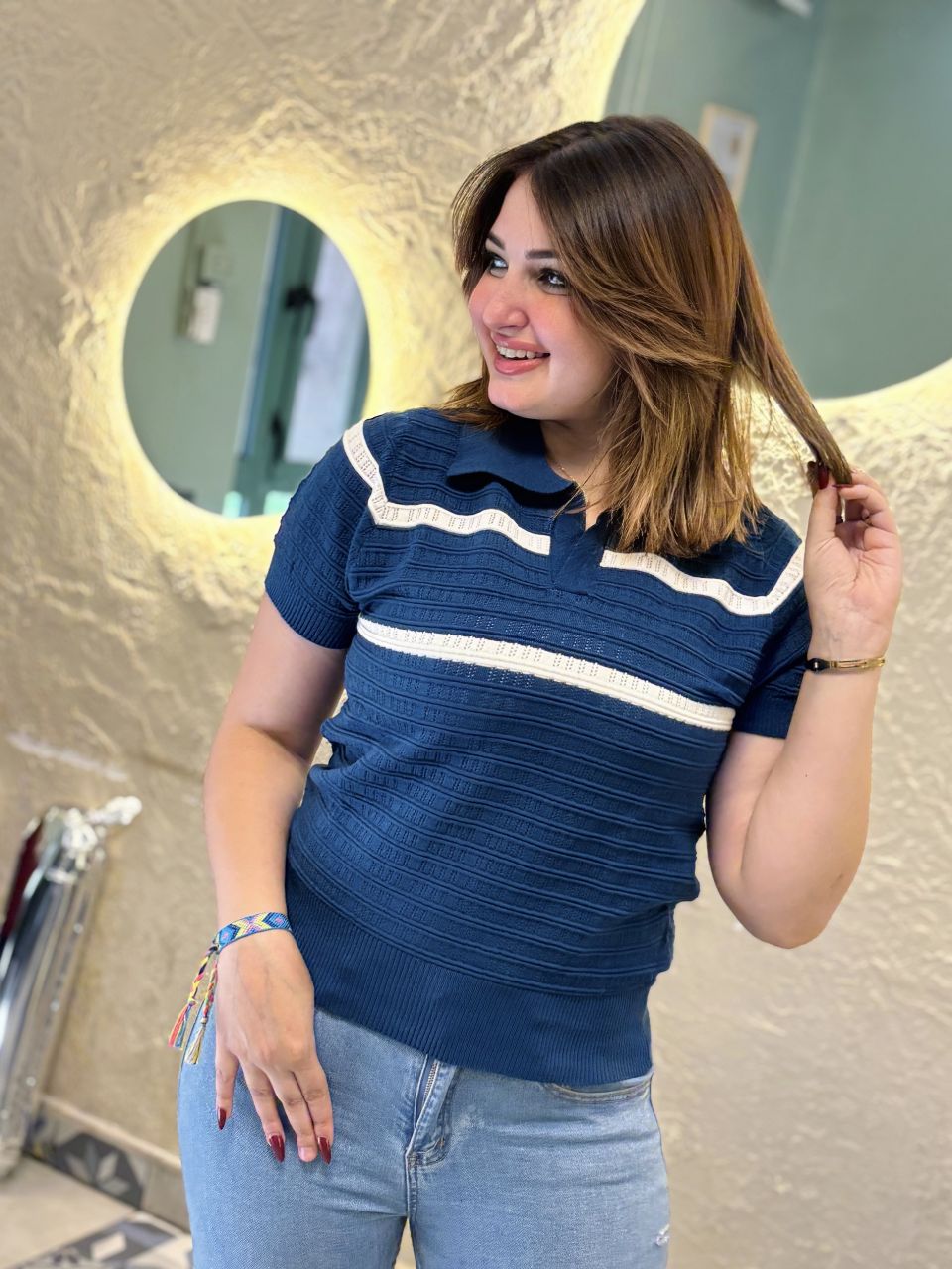 Casual Chic Ribbed Knit Polo