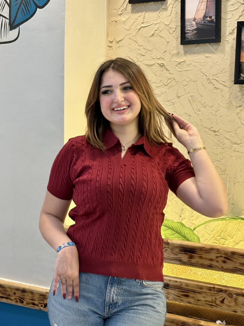 Classic Cable-Knit Short-Sleeve Polo