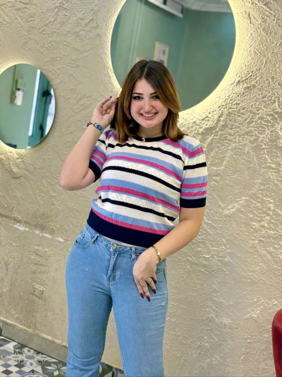 Casual Striped Texture Top