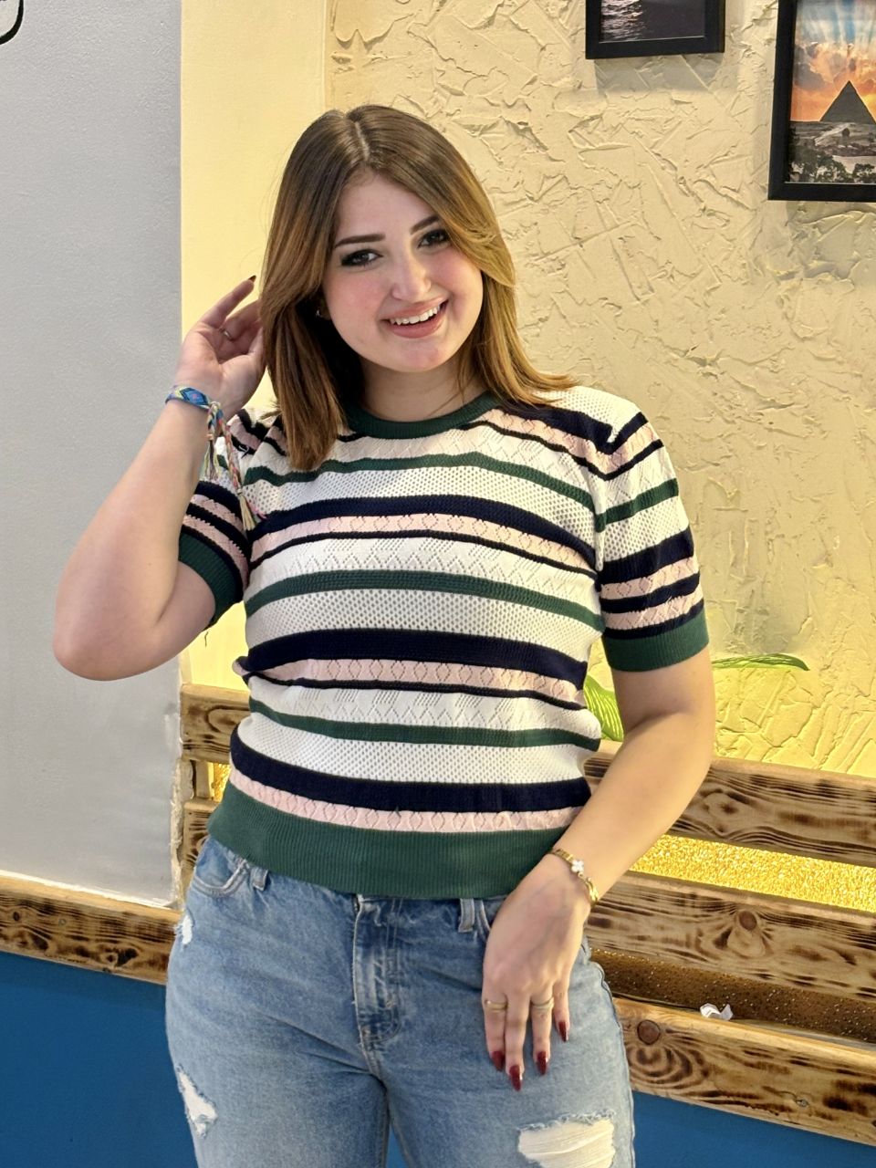 Casual Striped Texture Top