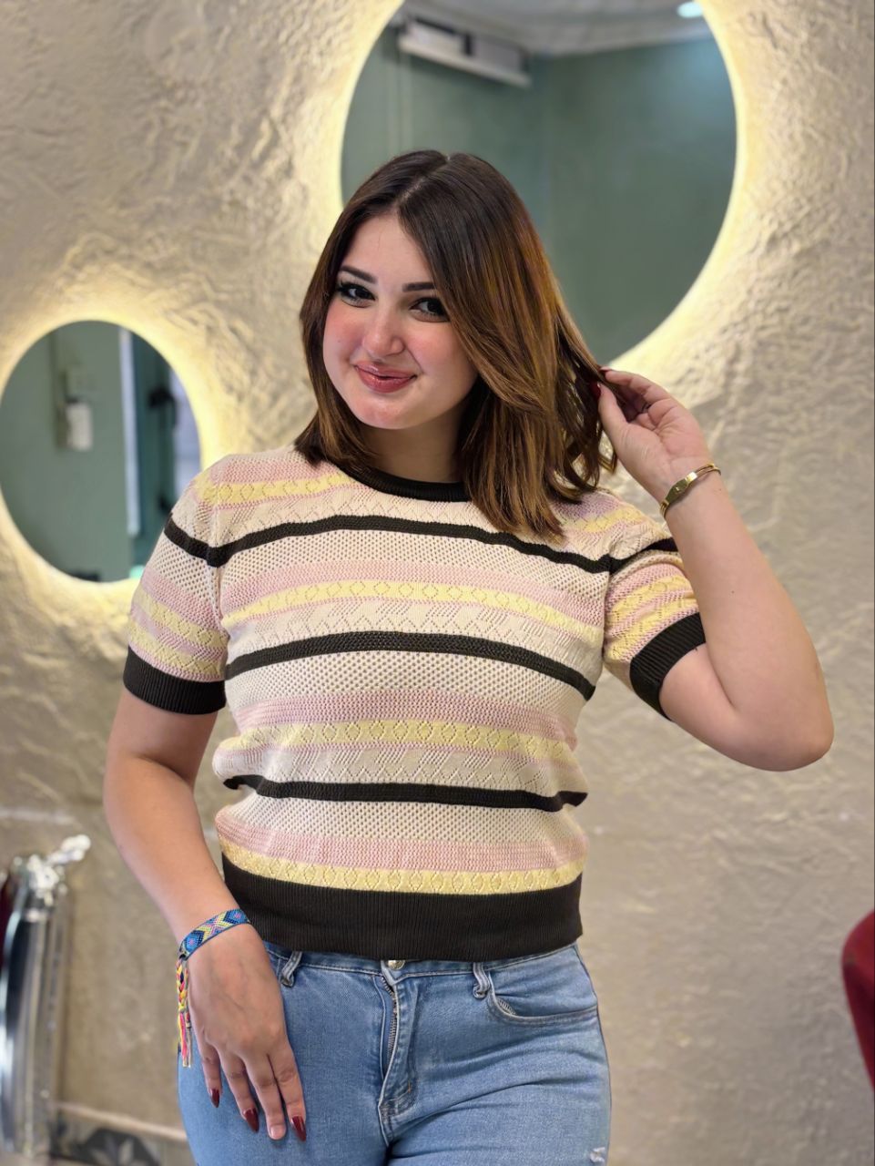Casual Striped Texture Top