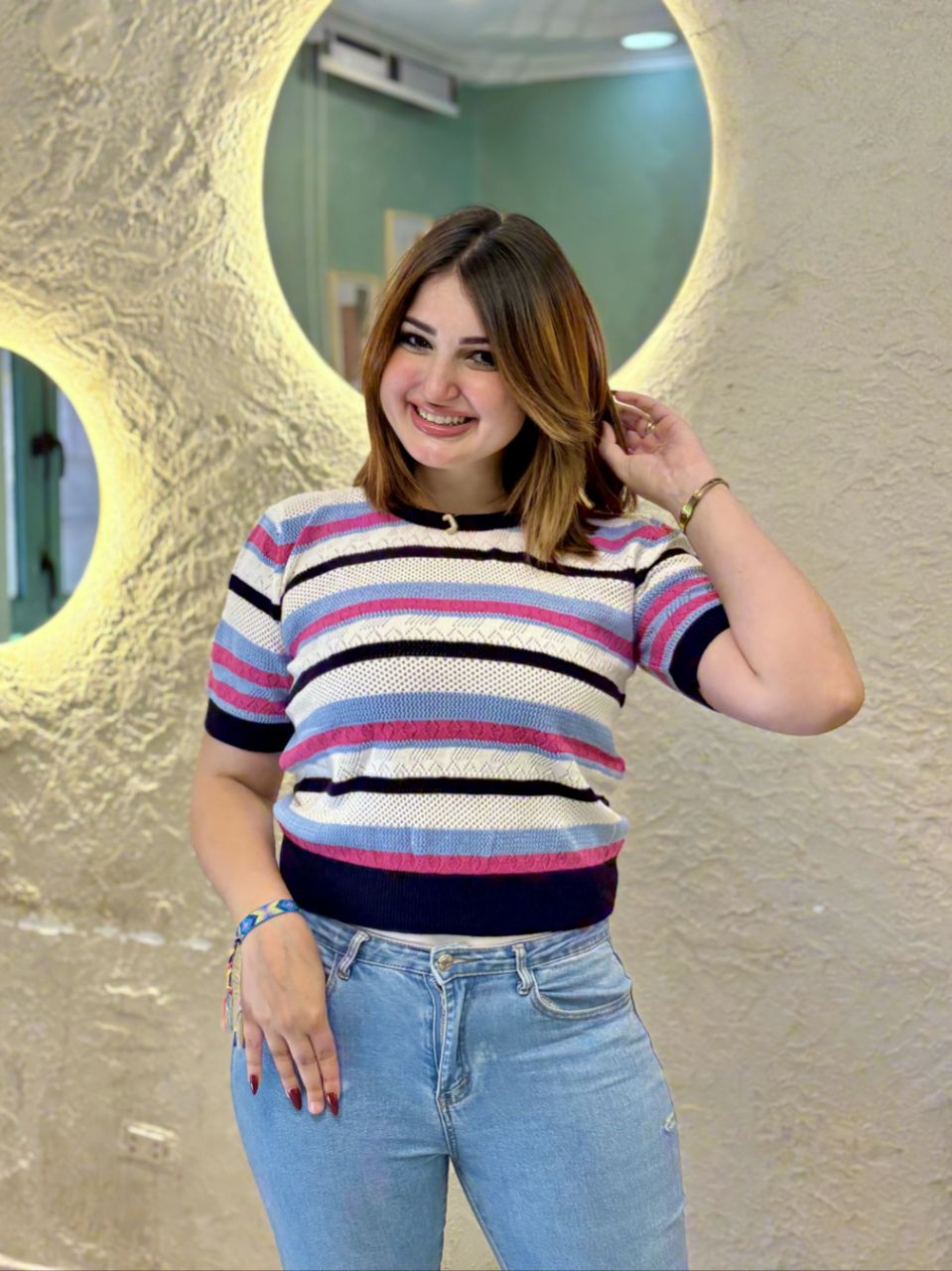 Casual Striped Texture Top