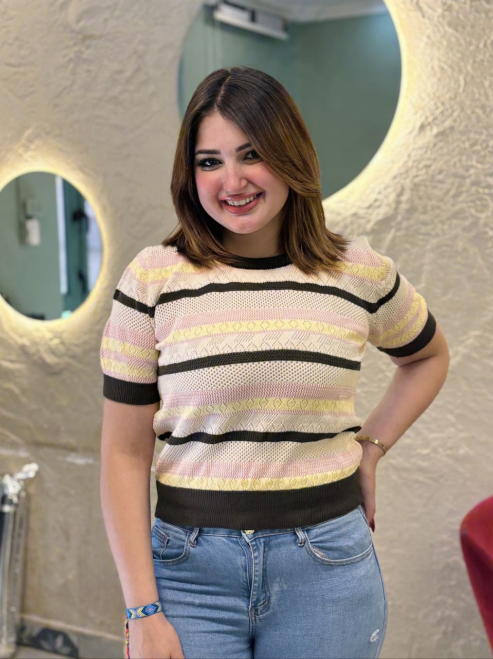 Casual Striped Texture Top