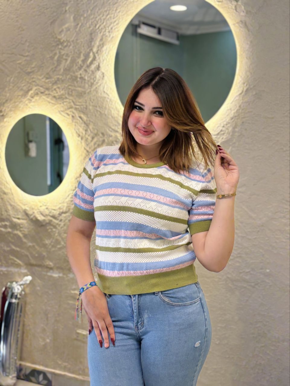 Casual Striped Texture Top
