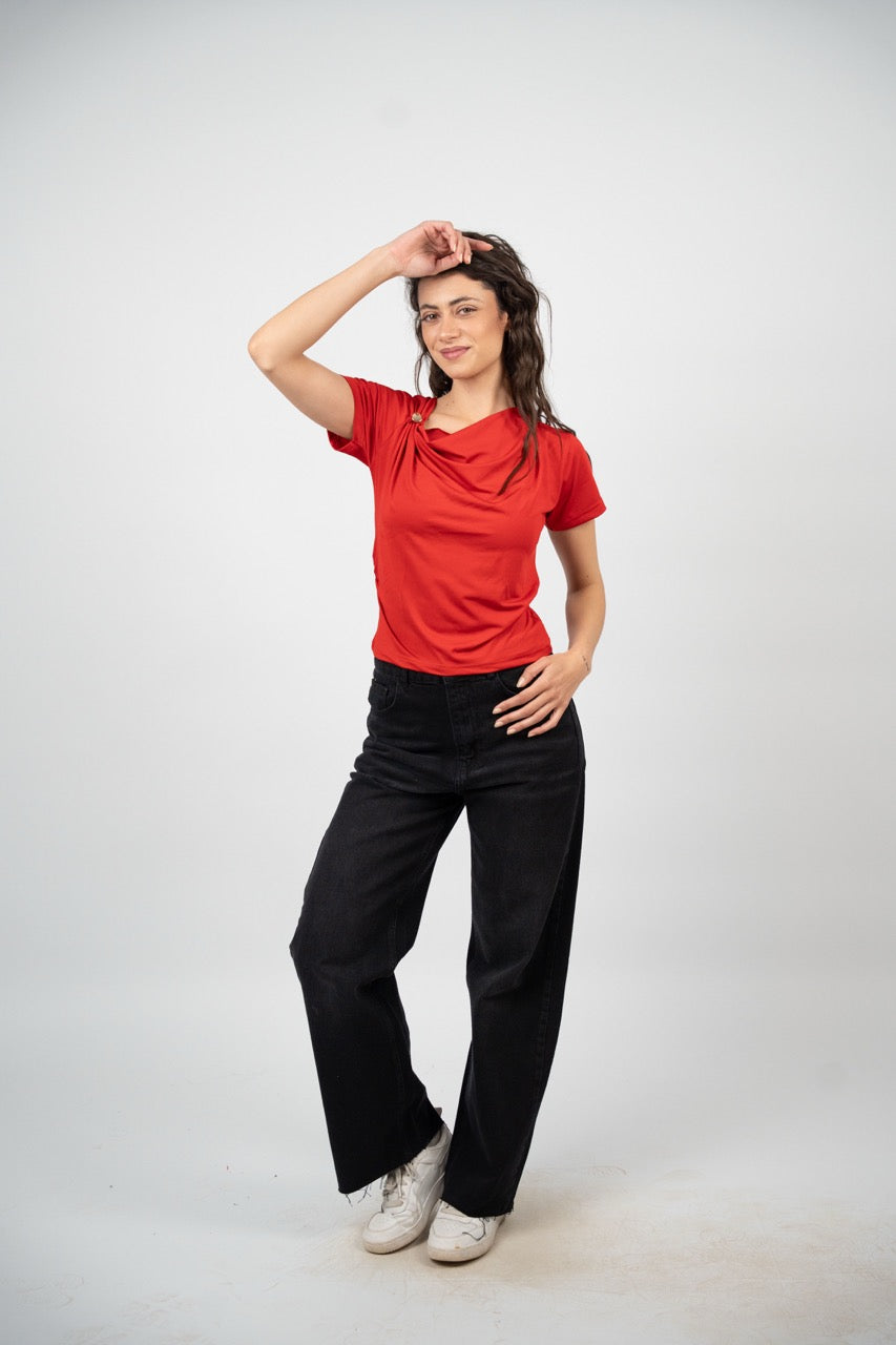 DRAPED SHOULDER DETAIL TOP