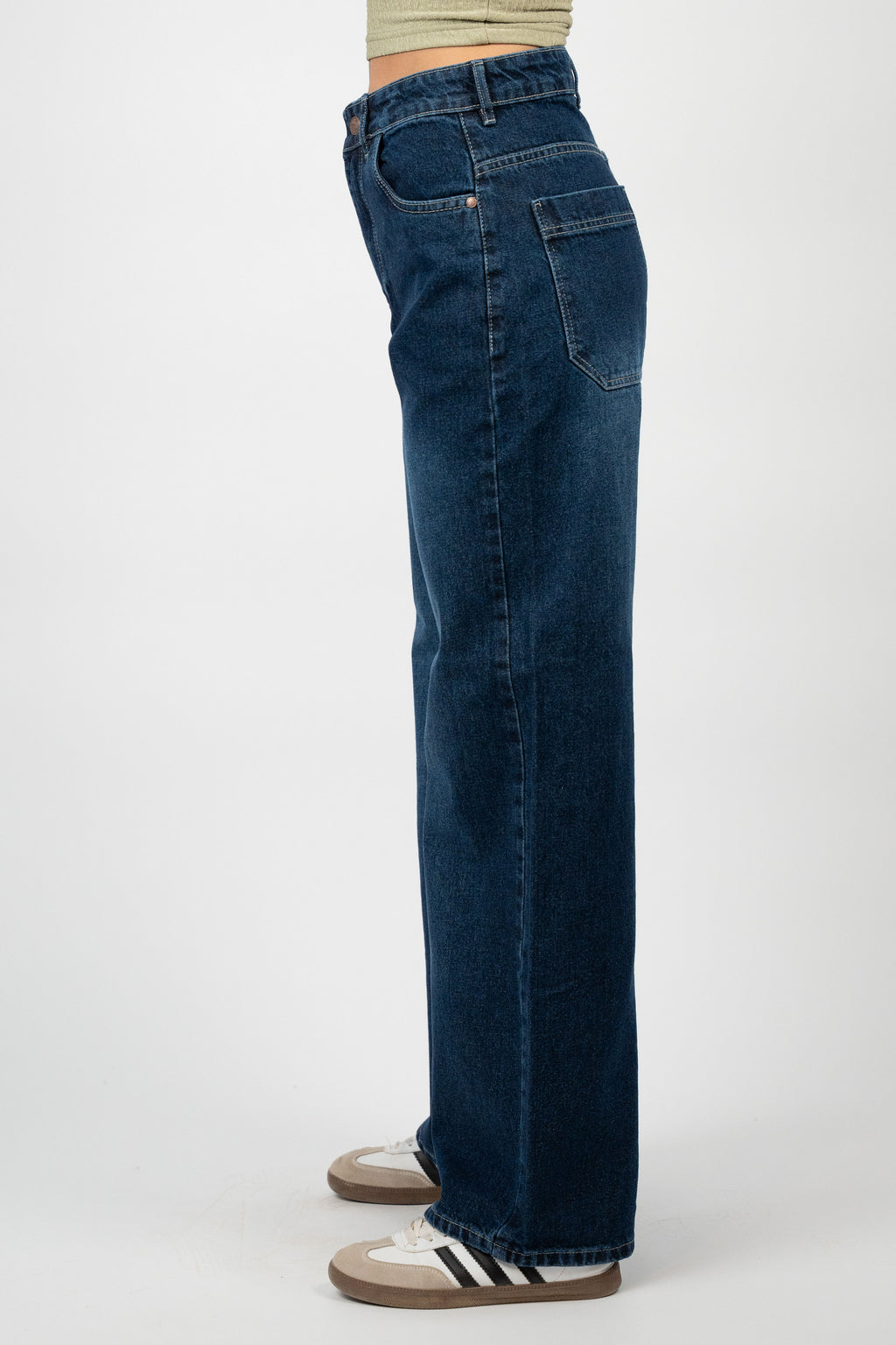 LONG WIDE LEG DENIM – DARK WASH