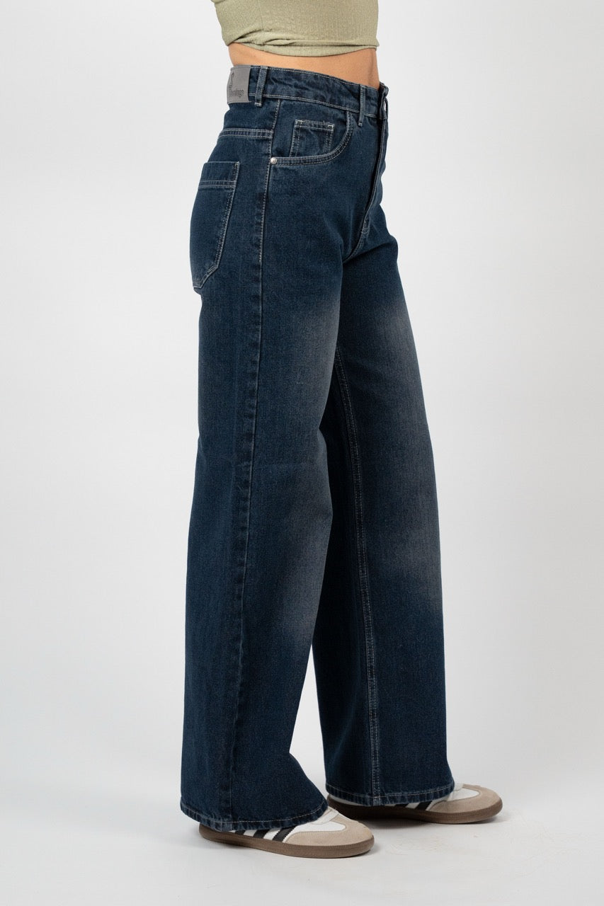 LONG WIDE LEG DENIM – MIDNIGHT WASH