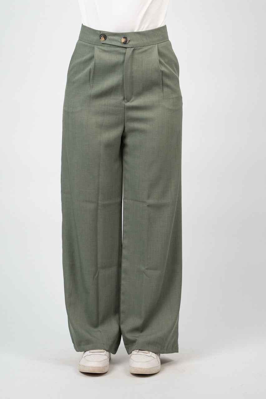 DOUBLE BUTTON WIDE LEG TROUSER