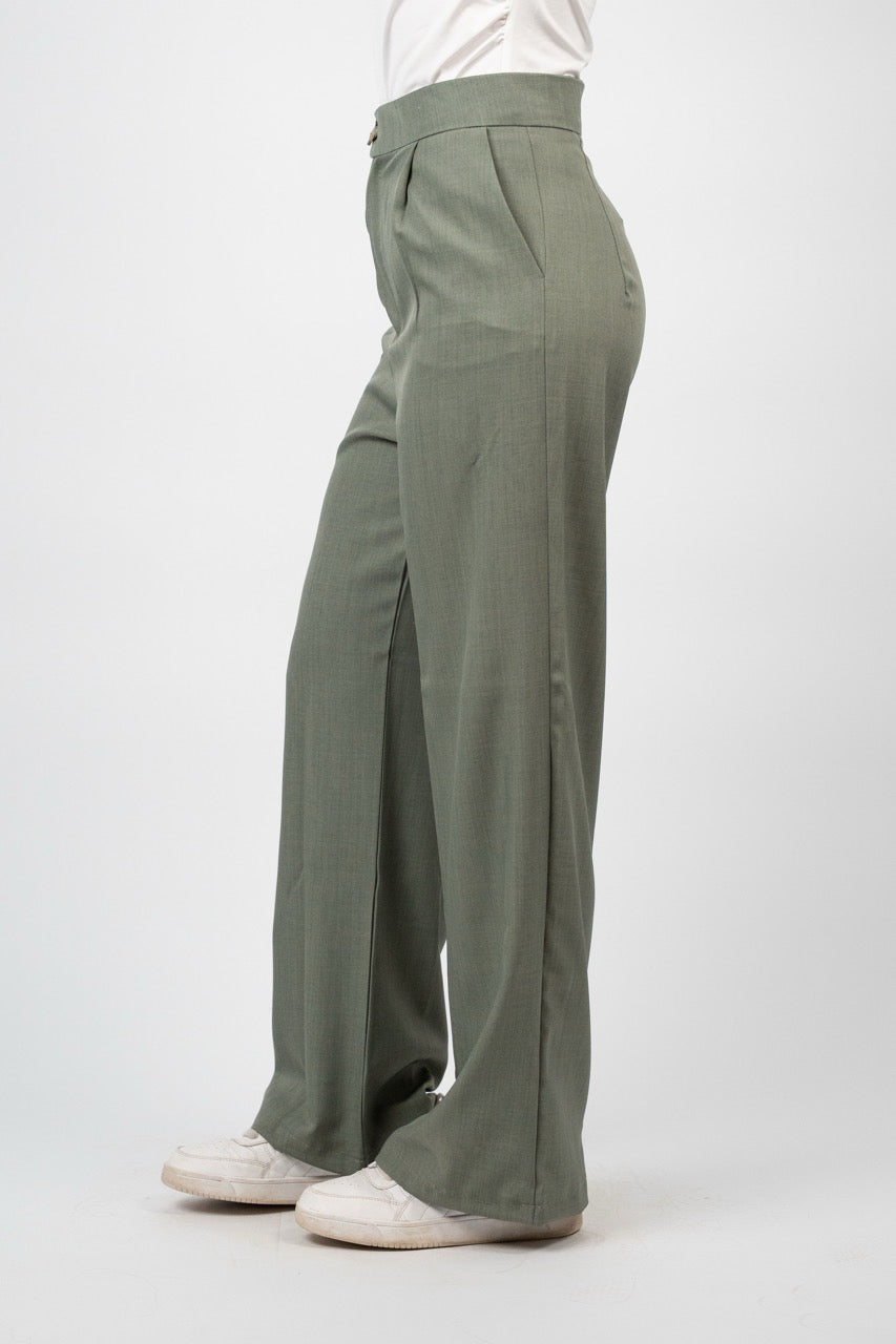 DOUBLE BUTTON WIDE LEG TROUSER